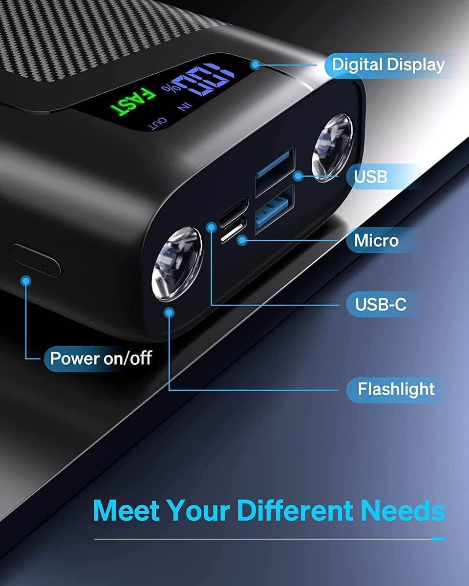 27000 MAH Powerfull powerbank with 4 output port and Bright LED Light