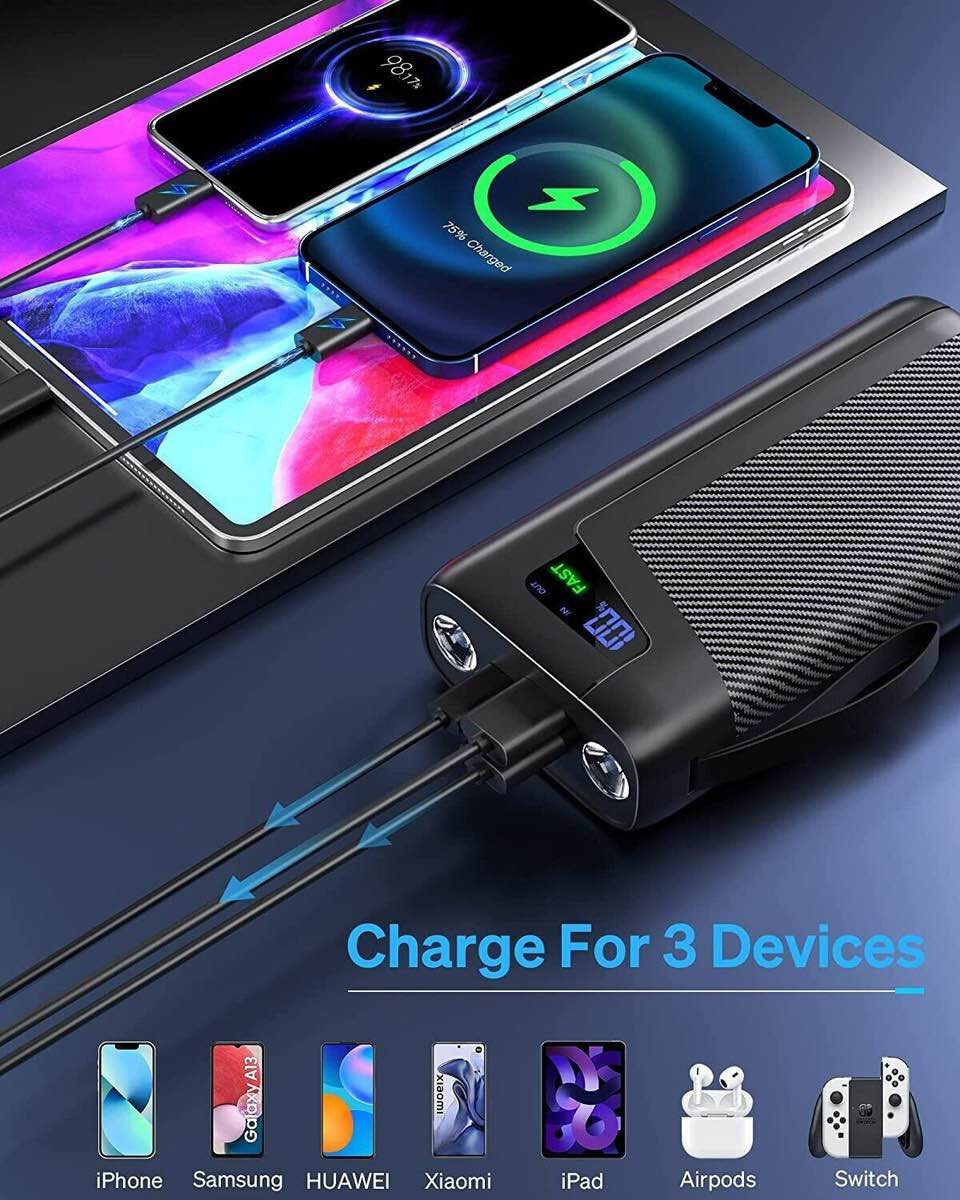 27000 MAH Powerfull powerbank with 4 output port and Bright LED Light